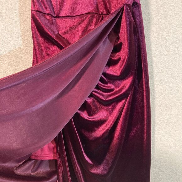 Ababalaya Dress Women's Small Dark Red Velvet Babydoll‎ Romantic Mini - Picture 7 of 9